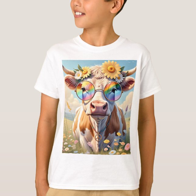 T-shirt Hippie 🐄 ✌️ | Moo-d'Amour (Devant)
