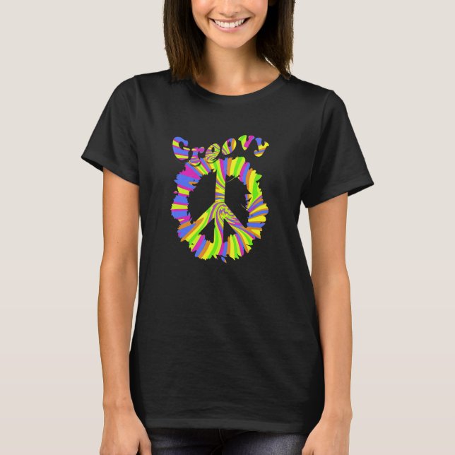 T-shirt Hippie Peace Free Spirit Hippy Hipie Groovy Flower (Devant)