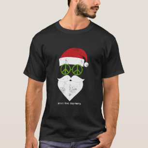 T-shirt Hippie Père Noël Noël Super Joyeux Amour et Paix