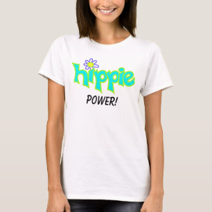 T-shirt Hippie Power Graphisme Turquoise Aqua Word Art