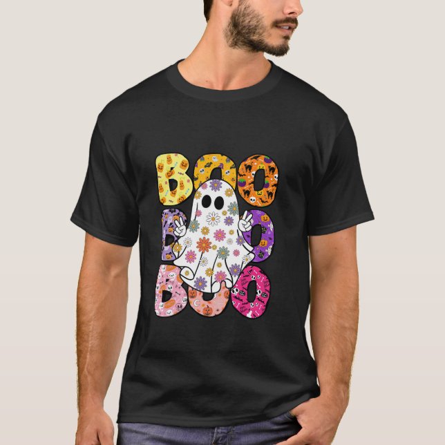 T-shirt Hippie rétro Boo Fantôme Halloween Éffrayant Mer (Devant)