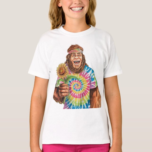 T-shirt Hippie Sasquatch Avec Tournesol (Devant)