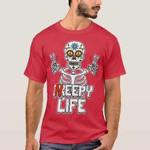 T-shirt Hippie Skeleton drôle Halloween Pun Humour Déplais