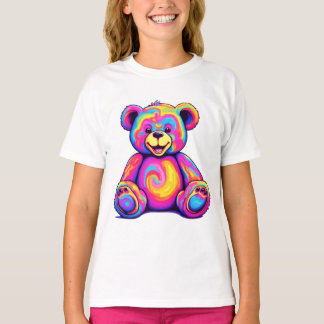 T-shirt Hippie Teddy Bear Rainbow Psychedelic Bright Color