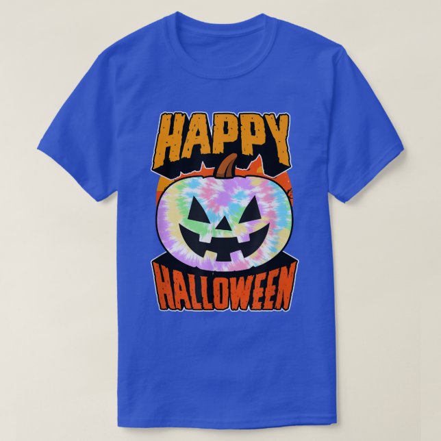 T-shirt Hippie Tie Dye Joyeux Halloween Party Jack O Lante (Design devant)