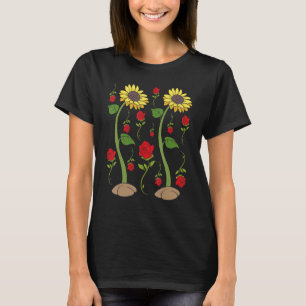 T-shirt Hippie Tournesol Roses Jardin Fleurs Jardinier Bot