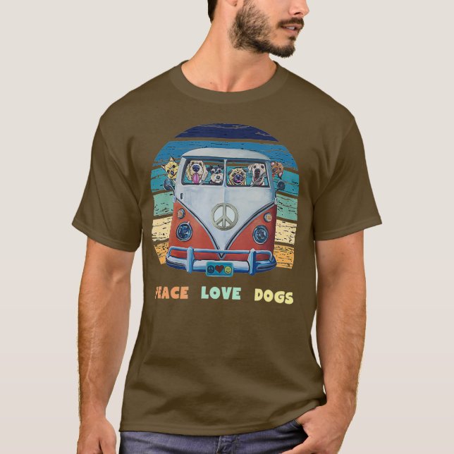 T-shirt Hippie Van Peace Love Dogs Hippie Van (Devant)