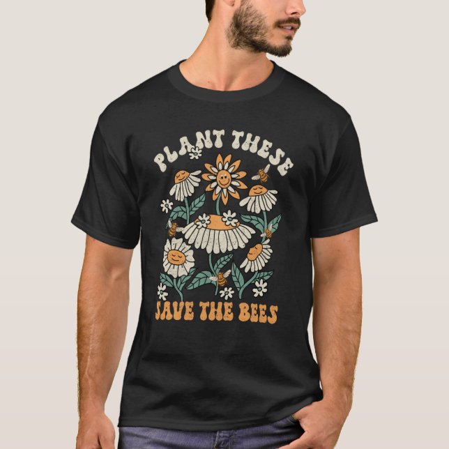 T-shirt Hippie Wildflower Planet Save Environment Earth Da (Devant)