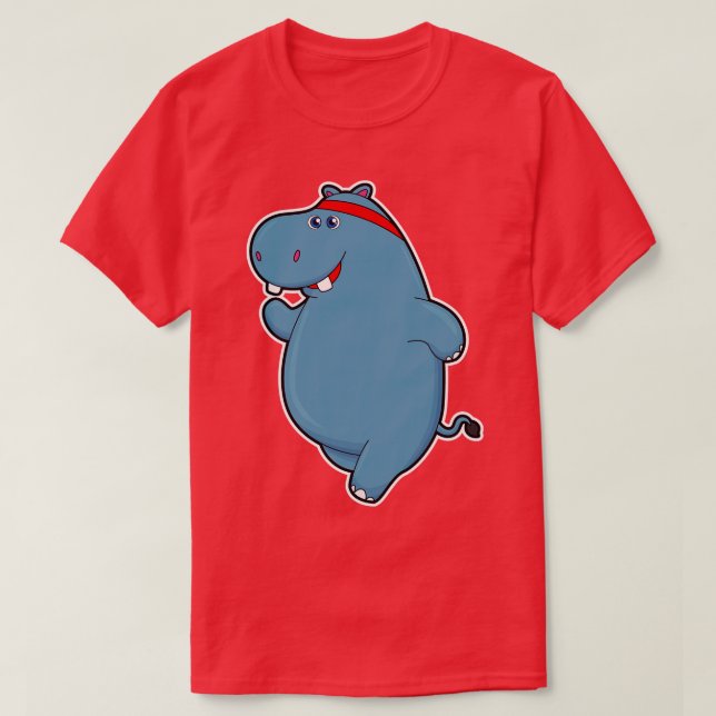 T-shirt Hippo à la course avec tête (Design devant)