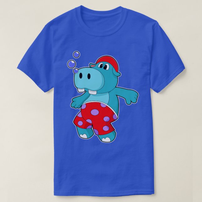 T-shirt Hippo à la natation avec maillots de bain (Design devant)