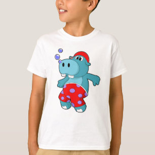 T-shirt Hippo à la natation avec maillots de bain