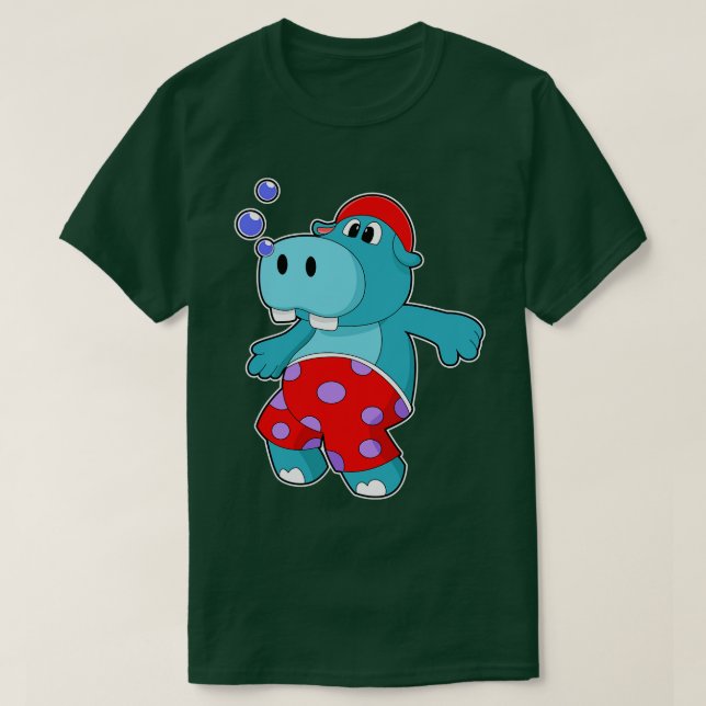 T-shirt Hippo à la natation avec maillots de bain (Design devant)