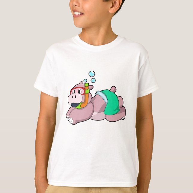 T-shirt Hippo à la plongée avec tuba (Devant)