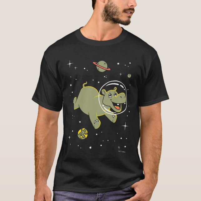 T-shirt Hippo Animaux Dans L'Espace (Devant)
