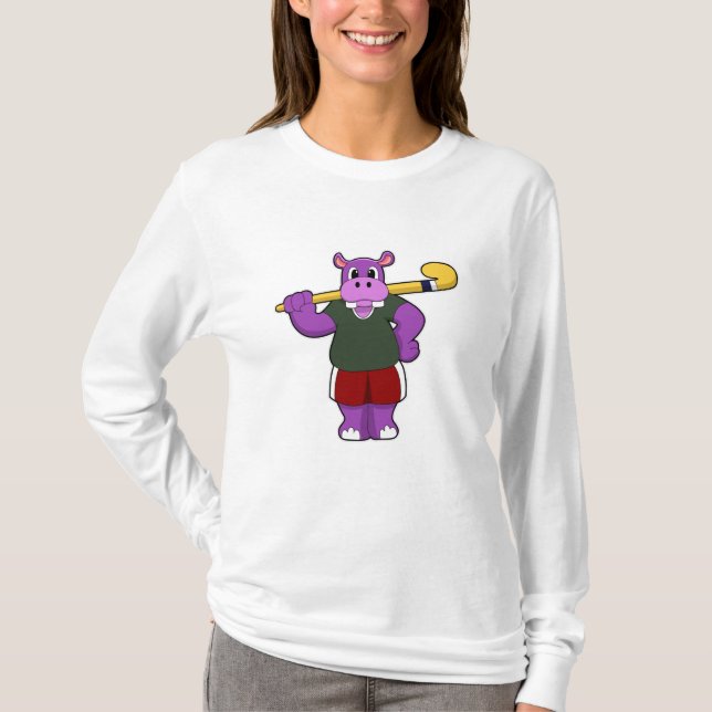 T-shirt Hippo at hockey (Devant)