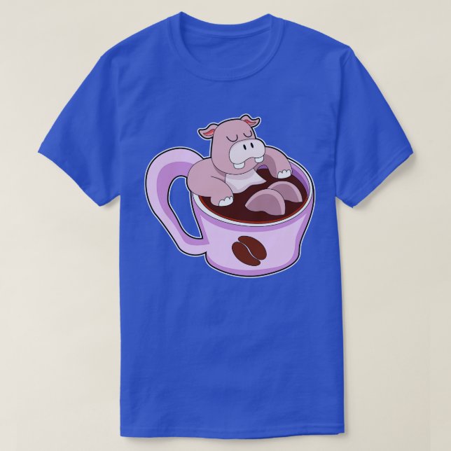 T-shirt Hippo avec la coupe du café (Design devant)