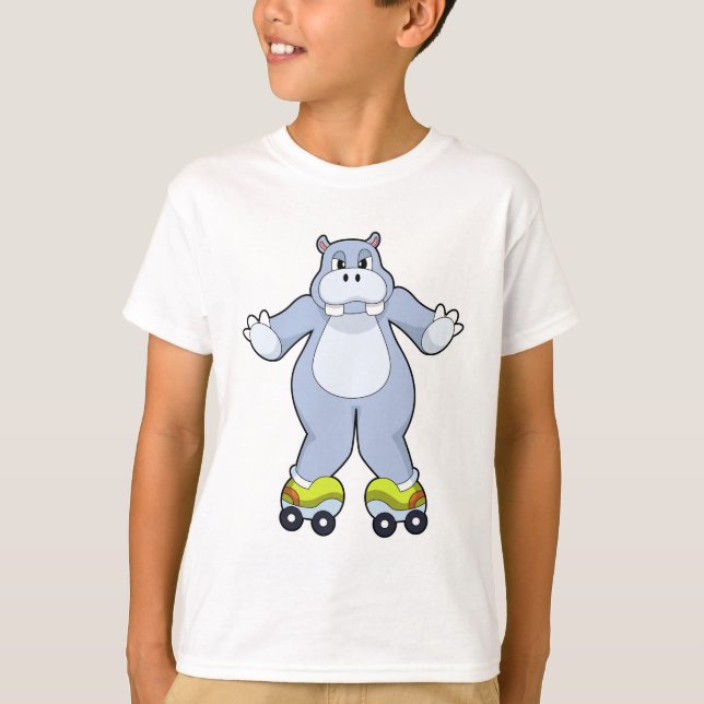 T-shirt Hippo avec patins à rouleaux (Devant)