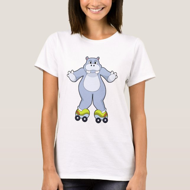 T-shirt Hippo avec patins à rouleaux (Devant)