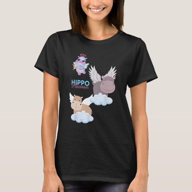 T-shirt Hippo Ciel Cute Hippopotames sur les nuages Halos  (Devant)