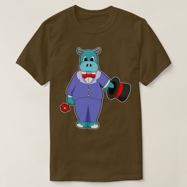 T-shirt Hippo comme groom avec Rose de costume (Design devant)
