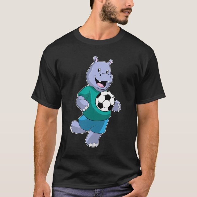 T-shirt Hippo comme joueur de football avec Soccer (Devant)