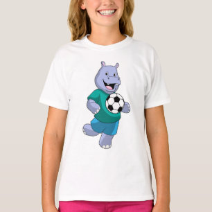 T-shirt Hippo comme joueur de football avec Soccer