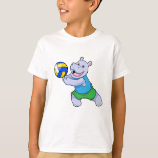 T-shirt Hippo comme joueur de volleyball avec volleyball