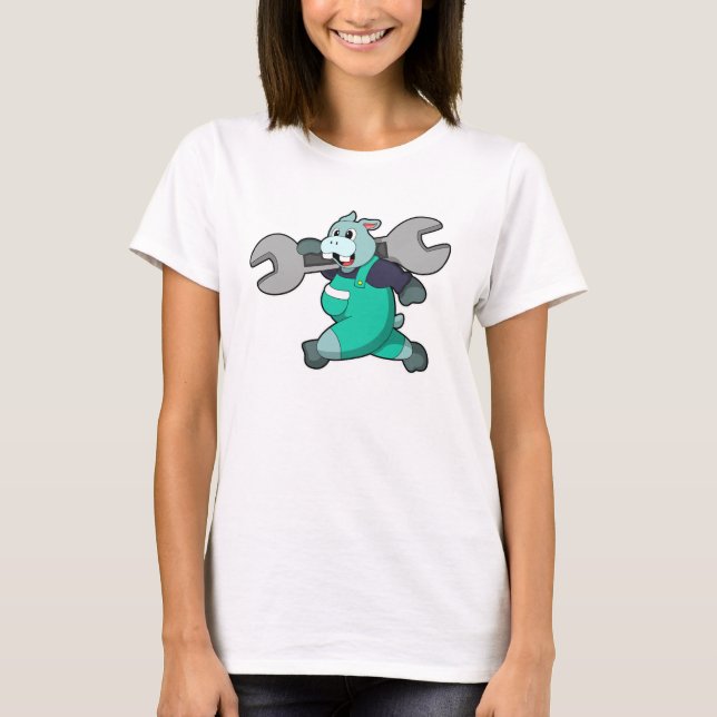 T-shirt Hippo comme mécanique avec clé (Devant)