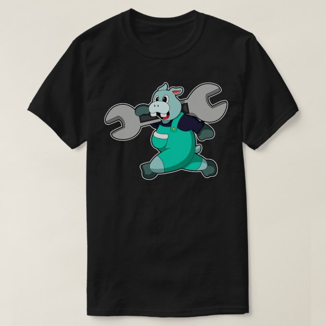 T-shirt Hippo comme mécanique avec clé (Design devant)