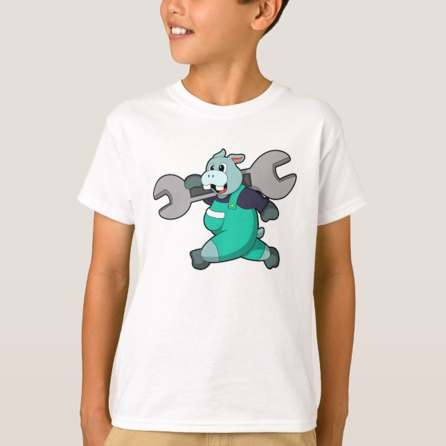 T-shirt Hippo comme mécanique avec clé (Devant)
