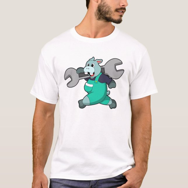 T-shirt Hippo comme mécanique avec clé (Devant)