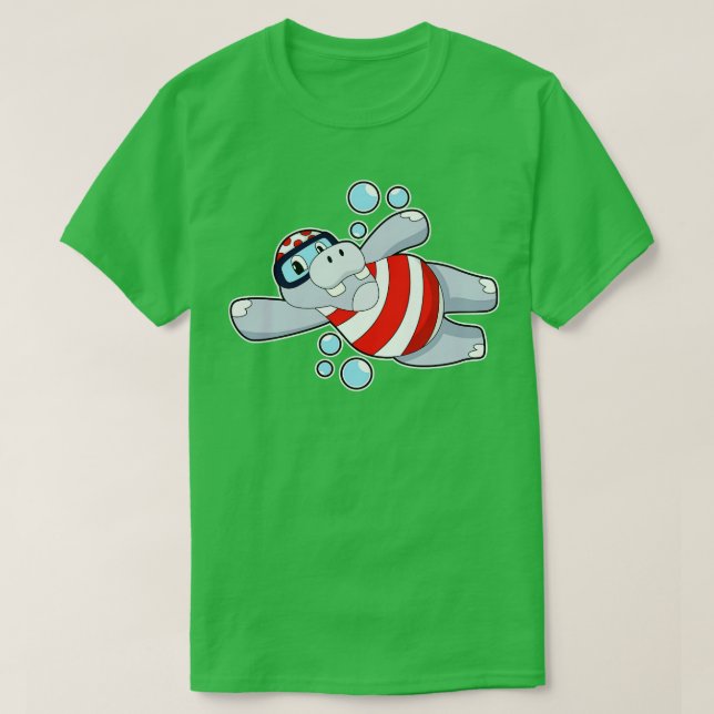 T-shirt Hippo comme Plongeur avec lunettes de natation (Design devant)