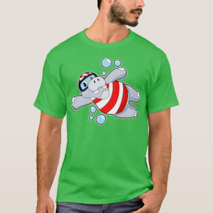 T-shirt Hippo comme Plongeur avec lunettes de natation