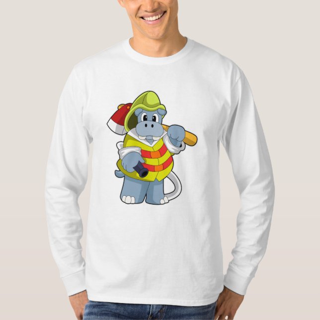 T-shirt Hippo comme pompier avec l'alcool (Devant)
