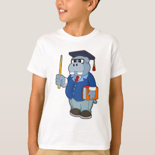 T-shirt Hippo comme professeur avec livre