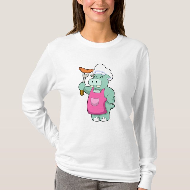 T-shirt Hippo cuisiner avec des saucisses (Devant)