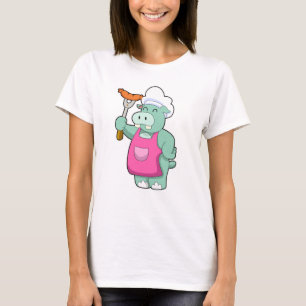 T-shirt Hippo cuisiner avec des saucisses