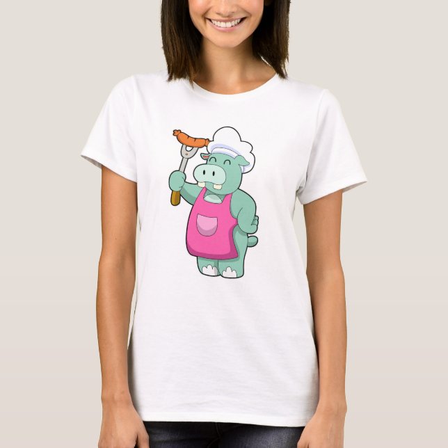 T-shirt Hippo cuisiner avec des saucisses (Devant)