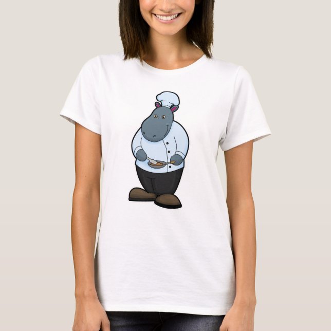 T-shirt Hippo cuisiner avec la Pan (Devant)