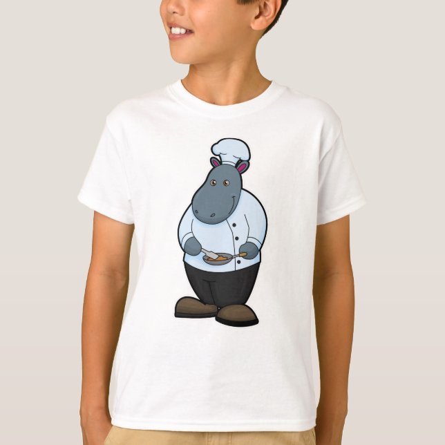 T-shirt Hippo cuisiner avec la Pan (Devant)