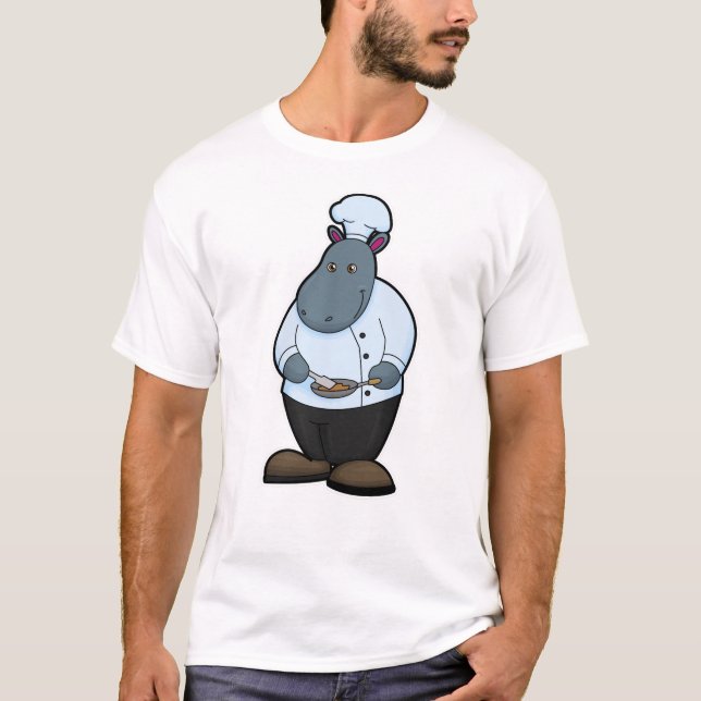 T-shirt Hippo cuisiner avec la Pan (Devant)