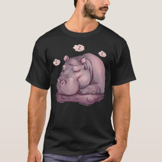 T-shirt Hippo Dormant Faisant la Sieste Amoureux du Sommei