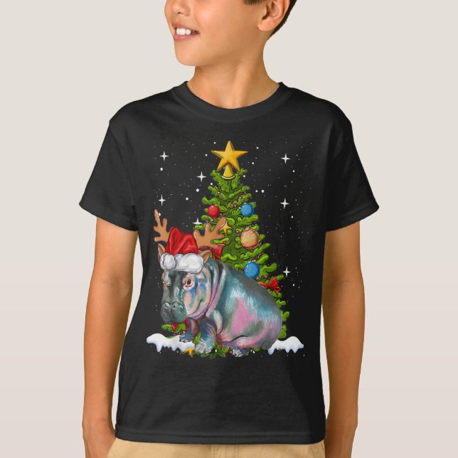 T-shirt Hippo Fiona Arbre de Noël Hippopotame (Devant)