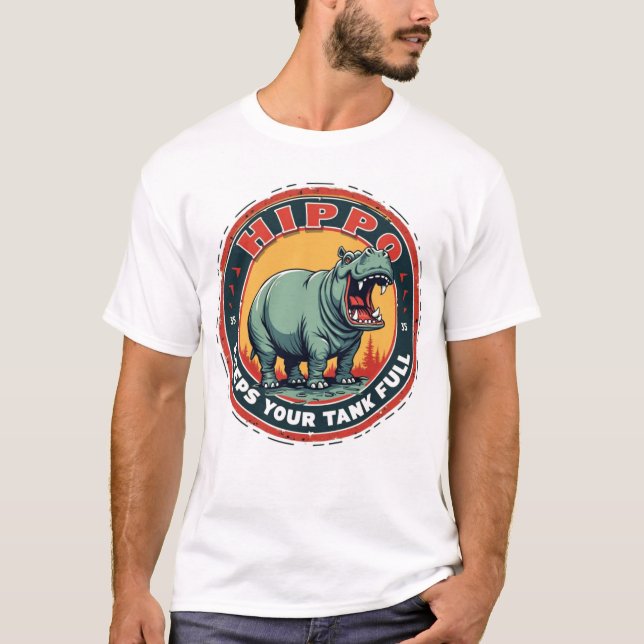 T-shirt Hippo Gaz Garde Votre Réservoir Complet (Devant)