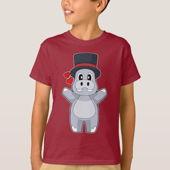 T-shirt Hippo Groom Cylinder Mariage (Devant)