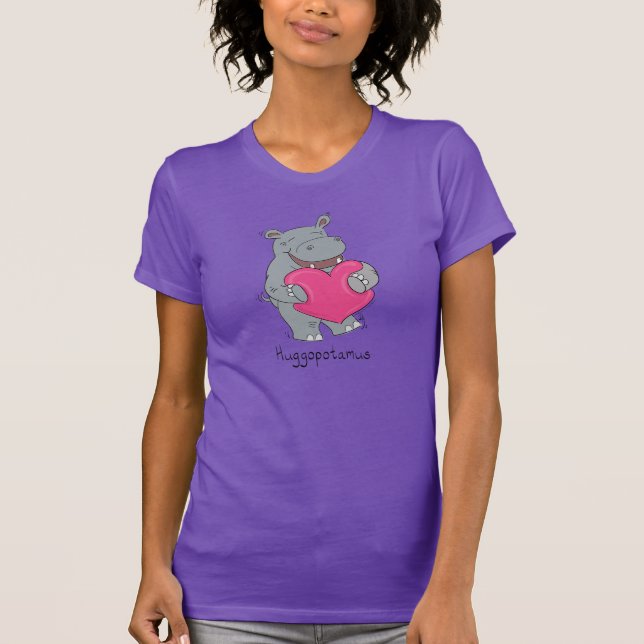 T-shirt Hippo Hugs Saint Valentin Chemise femme pourpre (Devant)