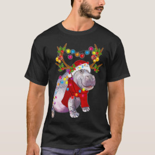 T-shirt Hippo Joli renne Hippo arbre de Noël Lumière