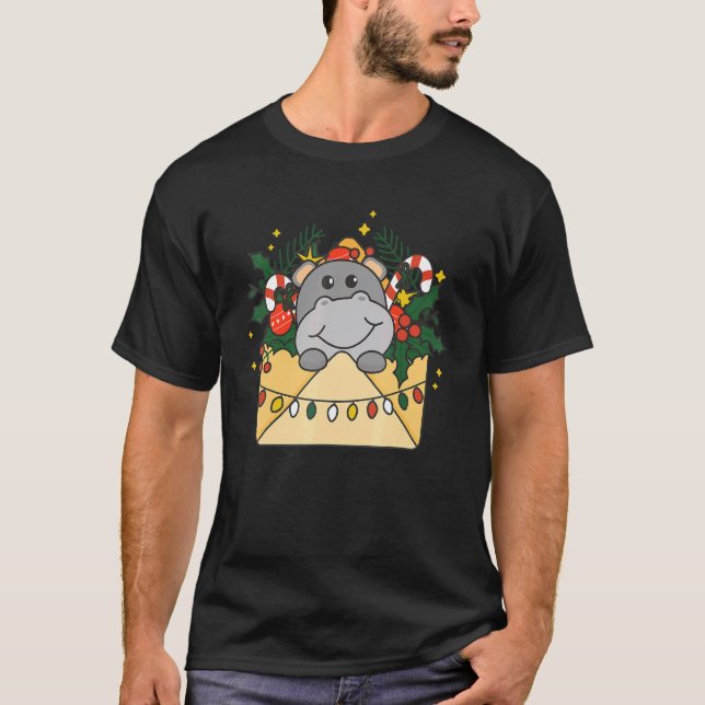 T-shirt Hippo Merry Christmas Animals Hippos Christmas (Devant)