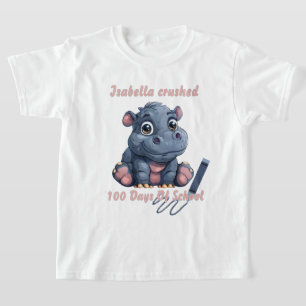 T-shirt Hippo mignon I broyé 100 jours d'école