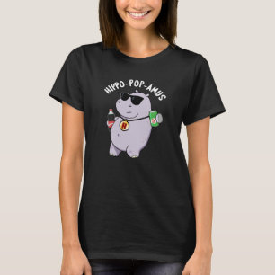 T-shirt Hippo-pop-amus Funny Hippo Soda Pun Pop Dark BG